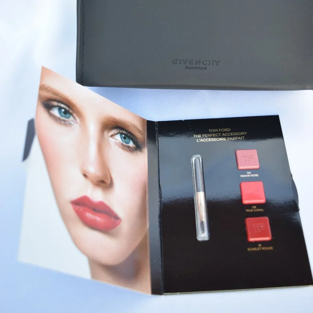 Givenchy Cosmetic Pouch Gift Set-Burberry,Tom Ford&MAC Lipstick Samples-4pc-NEW